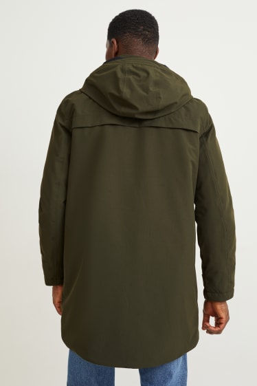 Men - Rain jacket with hood - waterproof - dark green