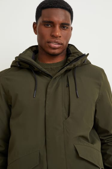 Men - Rain jacket with hood - waterproof - dark green