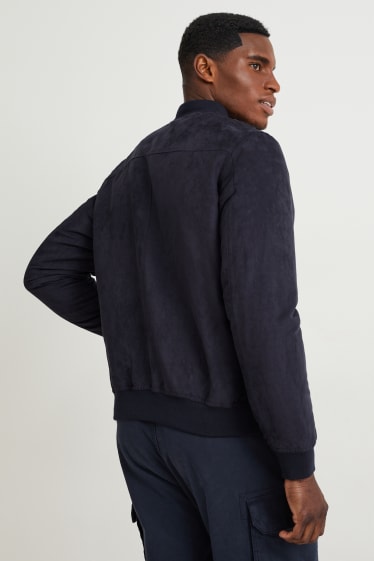 Heren - Blouson - imitatiesuède - donkerblauw