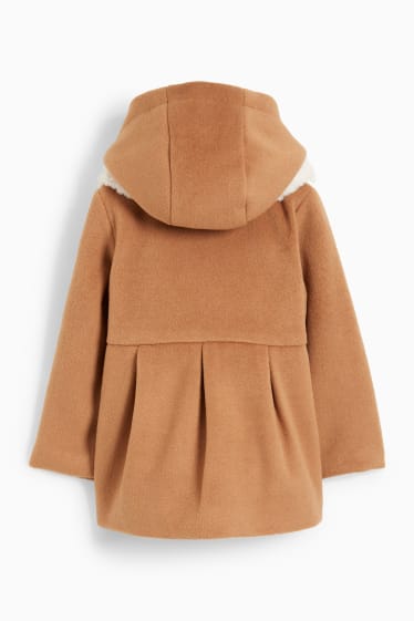 Kinderen: meisjes - Set - jas met capuchon en sjaal - 2-delig - taupe