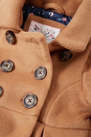 Kinderen: meisjes - Set - jas met capuchon en sjaal - 2-delig - taupe
