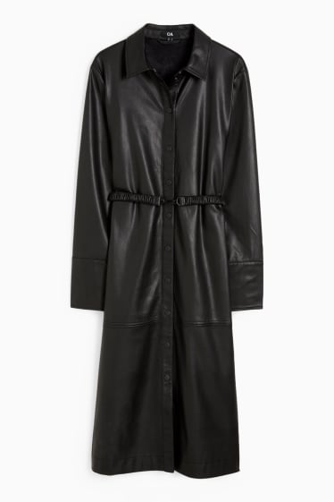 Mujer - Vestido camisero - polipiel - negro