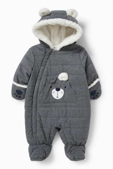 Babys - Baby-Schneeanzug mit Kapuze - grau