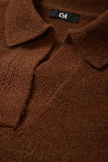 Women - Knitted dress - dark brown