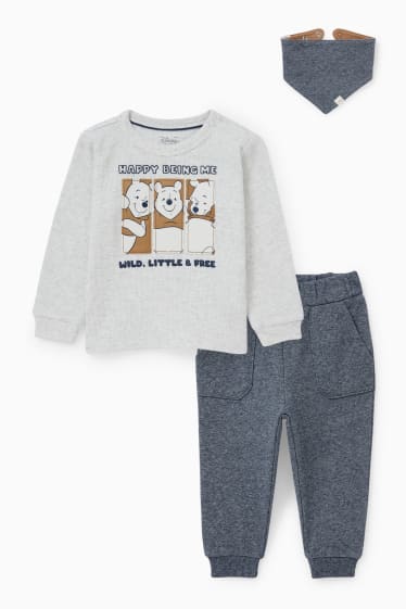 Babys - Winnie Puuh - Baby-Outfit - 3 teilig - hellgrau-melange