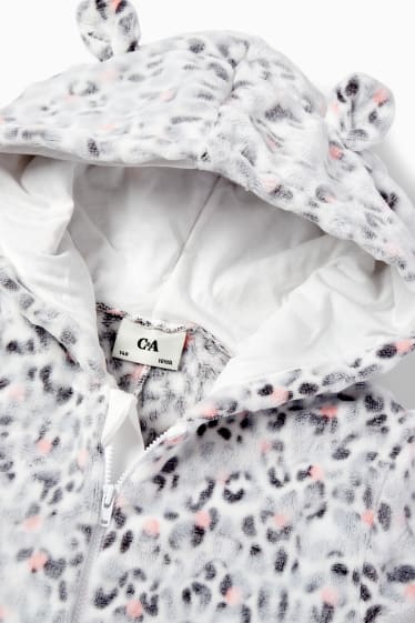 Kinder - Fleece-Onesie mit Kapuze - hellgrau