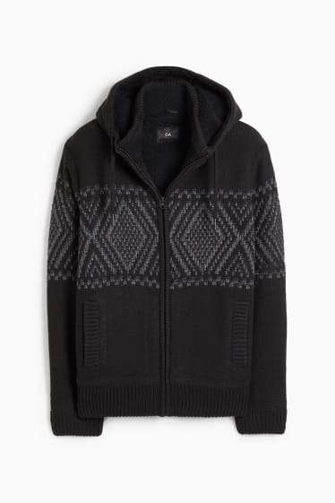 Uomo - Cardigan con cappuccio - nero