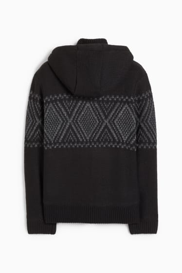 Uomo - Cardigan con cappuccio - nero
