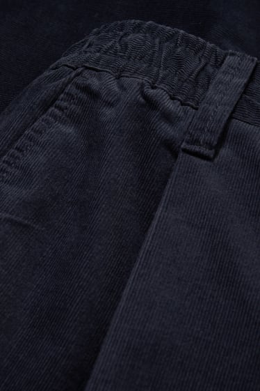 Pánské - Manšestrové kalhoty chino - tapered fit - tmavomodrá