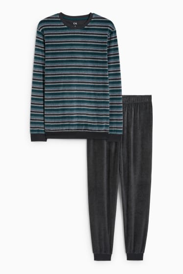 Herren - Winterpyjama - hellgrau-melange
