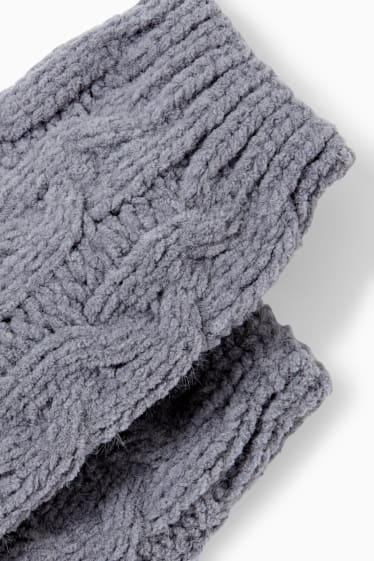 Donna - Calze lavorate a maglia con motivo a treccia - grigio