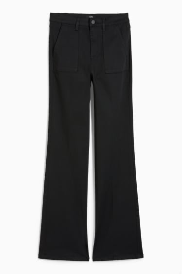 Dona - Pantalons de tela - high waist - flared - negre
