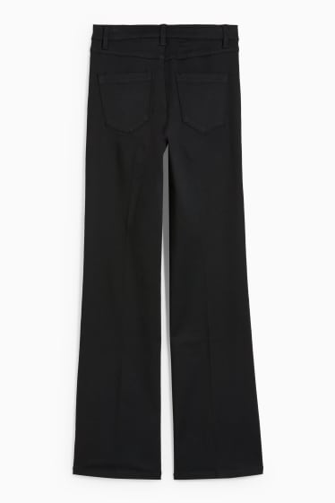 Femei - Pantaloni de stofă - talie înaltă - evazați - negru