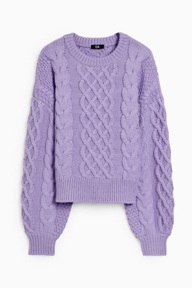 Femmes - Pullover - motif tressé - violet