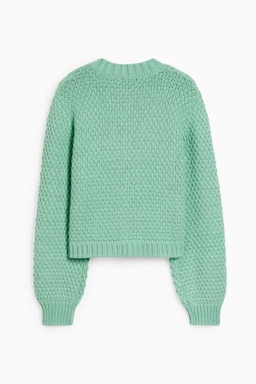 Donna - Cardigan - motivo treccia - verde chiaro