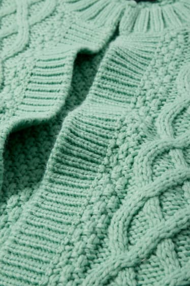 Donna - Cardigan - motivo treccia - verde chiaro
