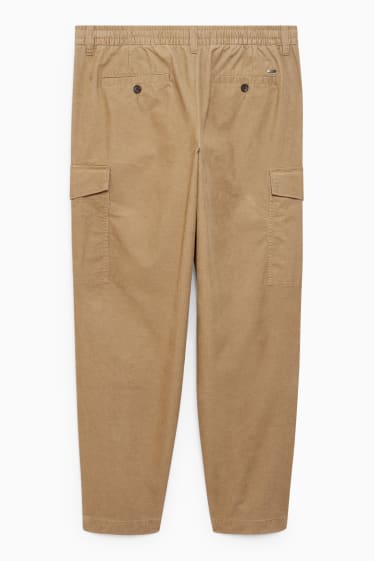 Pánské - Manšestrové cargo kalhoty - regular fit - taupe