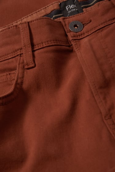Mężczyźni - Spodnie - slim fit - Flex - brązowy
