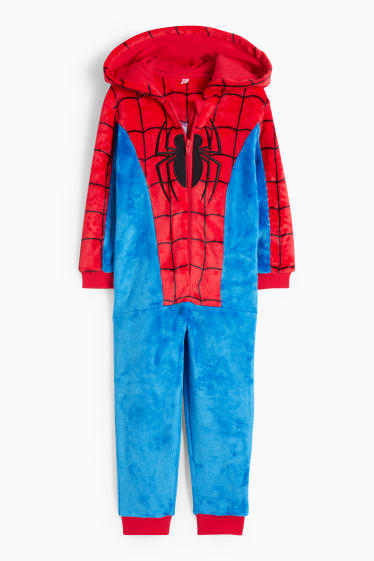 Kinderen: jongens - Spider-Man - onesie van fleece, met capuchon - rood / blauw