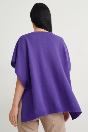 Femmes - Poncho de maille avec teneur en cachemire - laine mélangée - violet