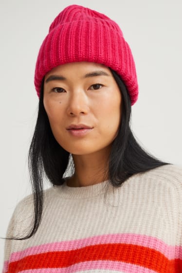 Femmes - Bonnet en cachemire mélangé - rose