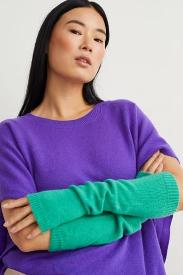 Donna - Guanti senza dita di cashmere - verde