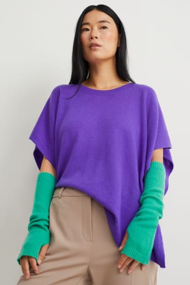 Donna - Guanti senza dita di cashmere - verde