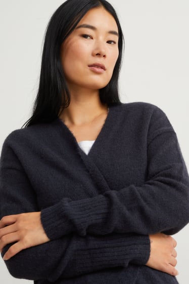 Damen - Lange Strickjacke - dunkelblau