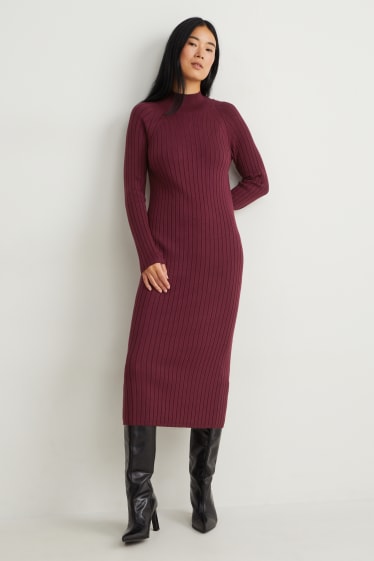 Femmes - Robe en maille moulante - bordeaux