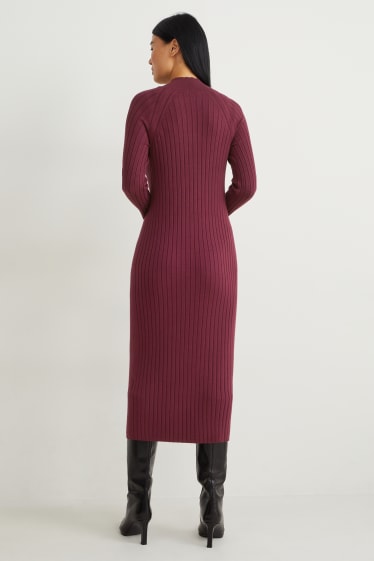Donna - Vestito in maglia aderente - bordeaux