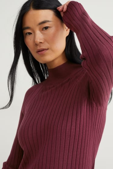 Femmes - Robe en maille moulante - bordeaux