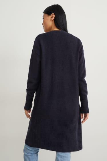 Damen - Lange Strickjacke - dunkelblau