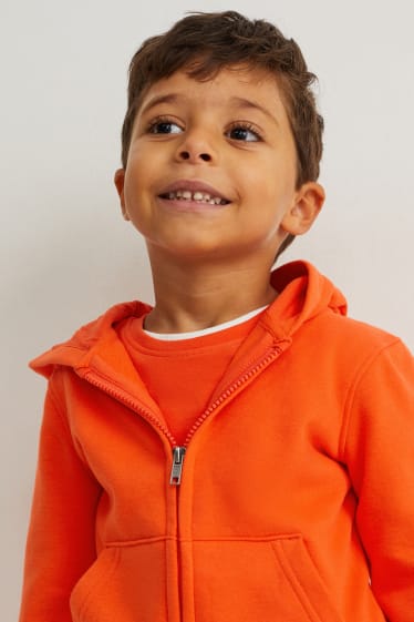 Enfants - Sweat zippé en finition molleton avec capuche - genderneutral - orange