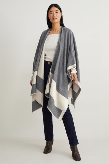 Damen - Poncho - grau