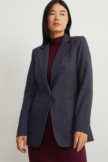 Damen - Blazer - Regular Fit - kariert - dunkelblau