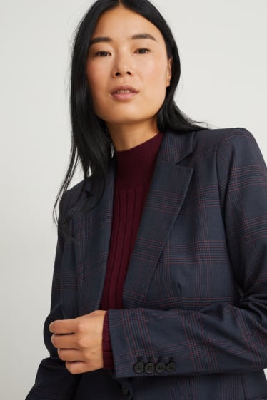 Women - Blazer - regular fit - check - dark blue