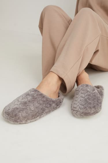 Donna - Pantofole di ecopelliccia - grigio