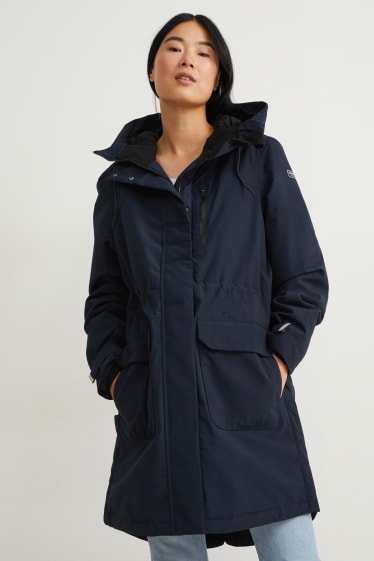 Women - Rain jacket with hood - dark blue