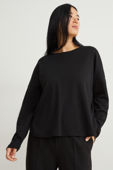 Damen - Basic-Langarmshirt - schwarz