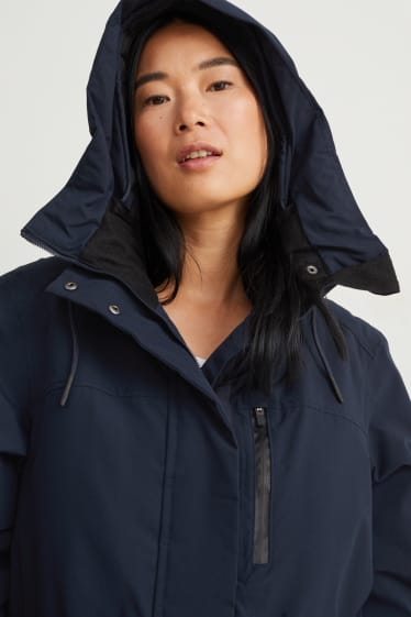 Women - Rain jacket with hood - dark blue