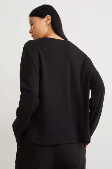 Damen - Basic-Langarmshirt - schwarz