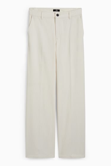 Women - Corduroy trousers - high waist - wide leg - cremewhite