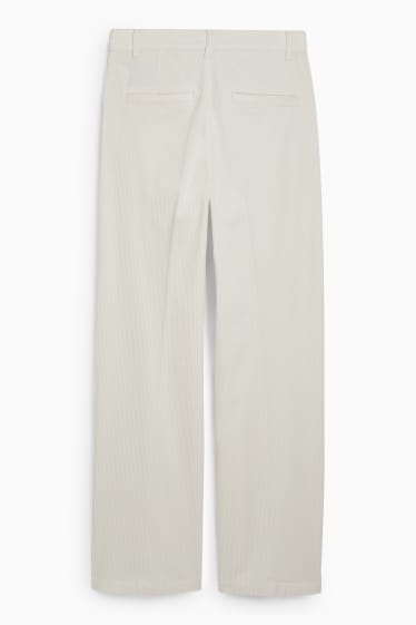 Dámské - Manšestrové kalhoty - high waist - wide leg - krémově bílá