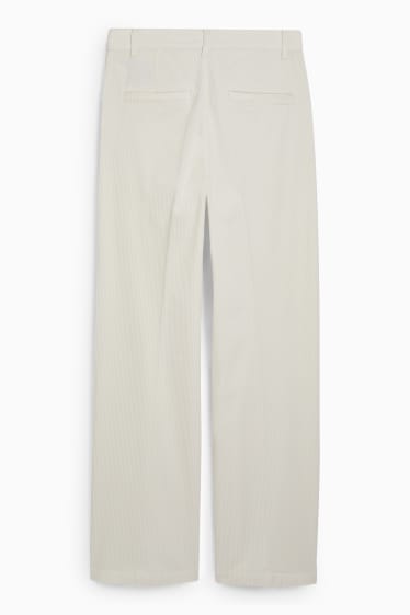 Women - Corduroy trousers - high waist - wide leg - cremewhite