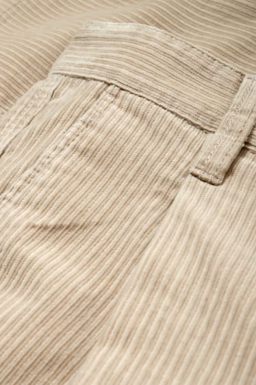 Pánské - Manšestrové kalhoty chino - tapered fit - světle béžová
