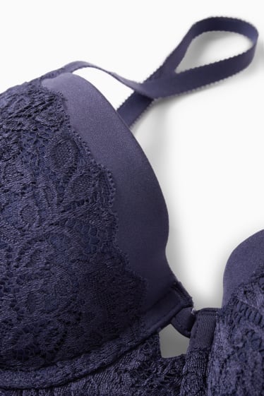 Donna - Reggiseno con ferretti - DEMI - imbottito - blu scuro