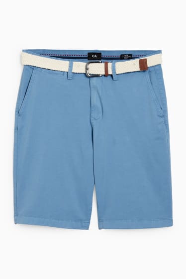Men - Shorts with belt - blue