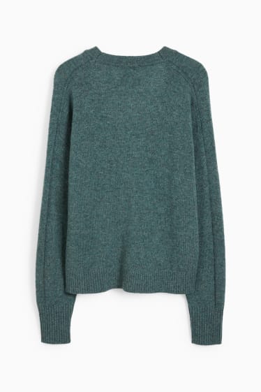 Women - Cardigan - wool blend - green