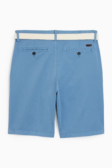 Men - Shorts with belt - blue