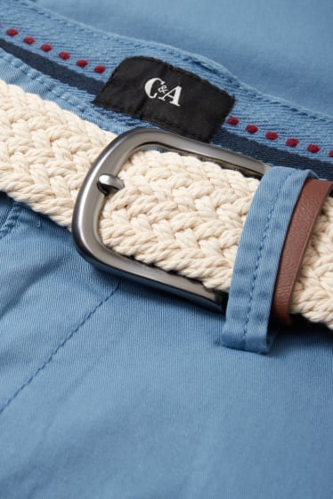 Heren - Korte broek met riem - blauw